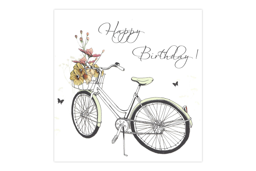 Happy Birthday Swarovski Bicycle Birthday Card