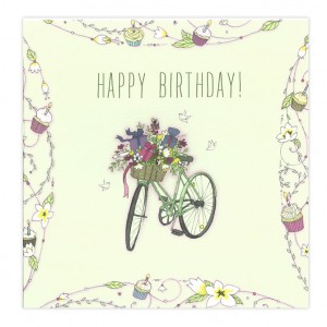 Presents and Flowers Swarovski Bicycle Birthday Card