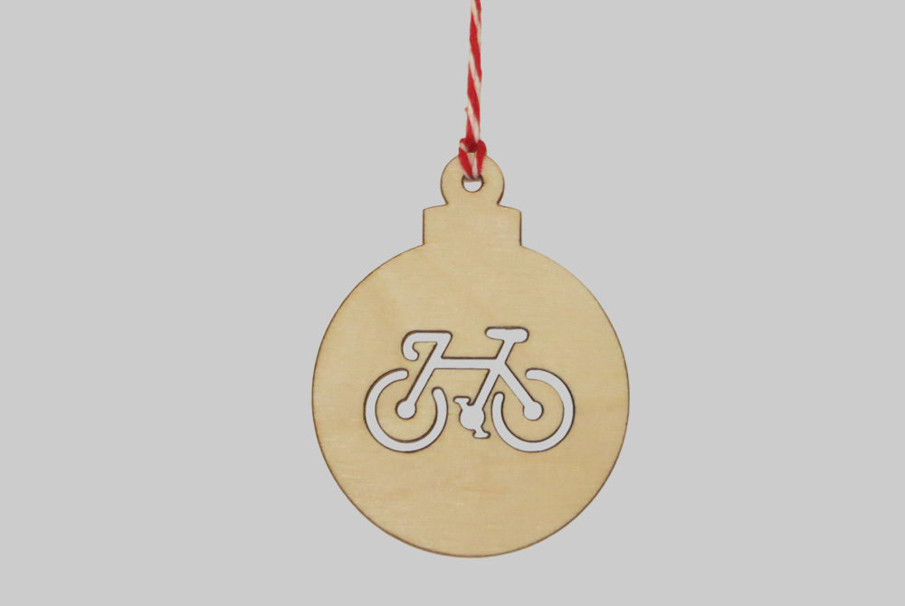 Wooden Bauble Christmas Bicycle Decorations