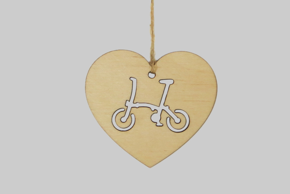 Wooden Heart Brompton Bicycle Decorations