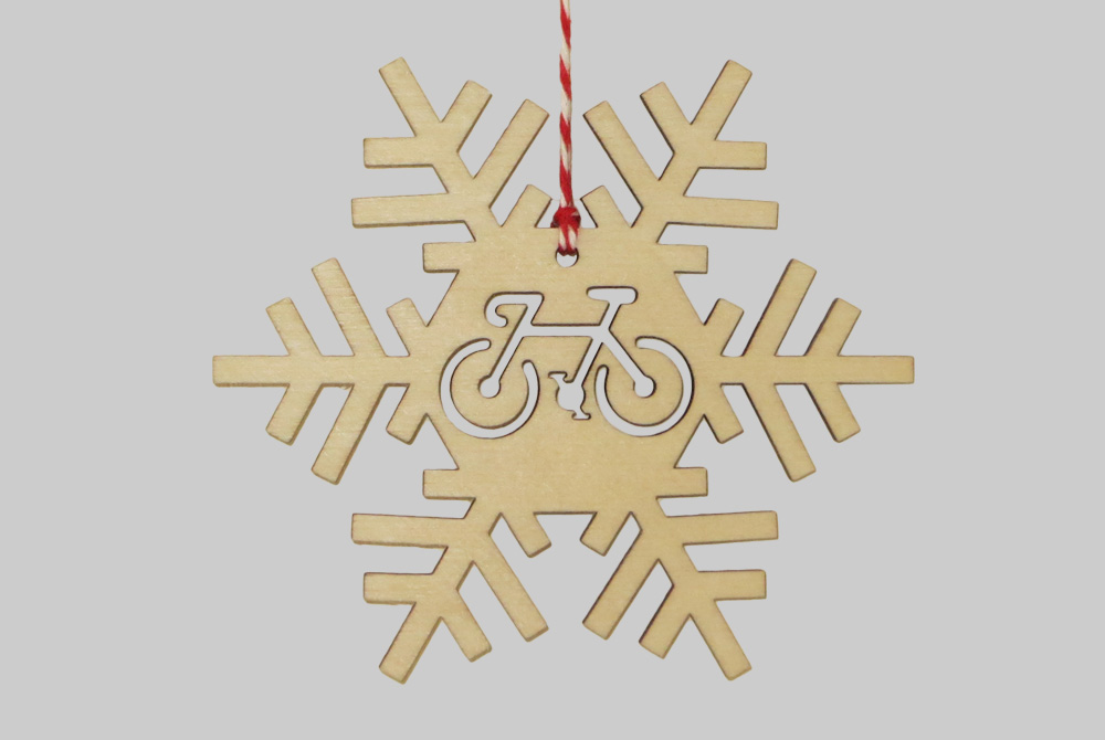 Wooden Snowflake Christmas Bicycle Decorations
