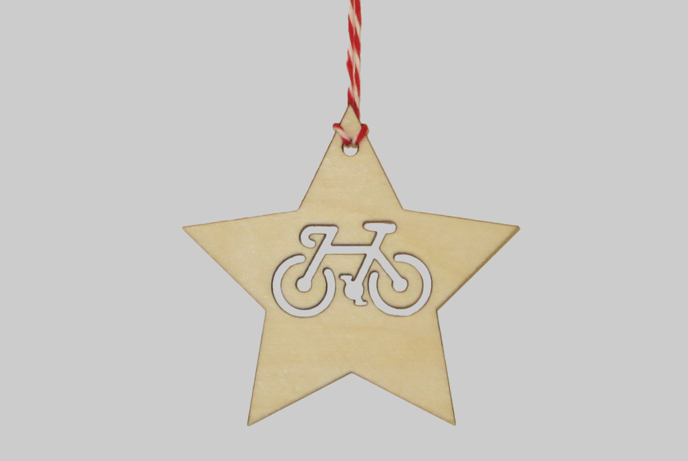 Wooden Star Christmas Bicycle Decorations