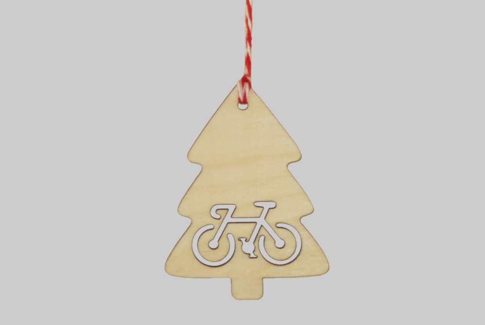 Wooden Tree Christmas Bicycle Decorations