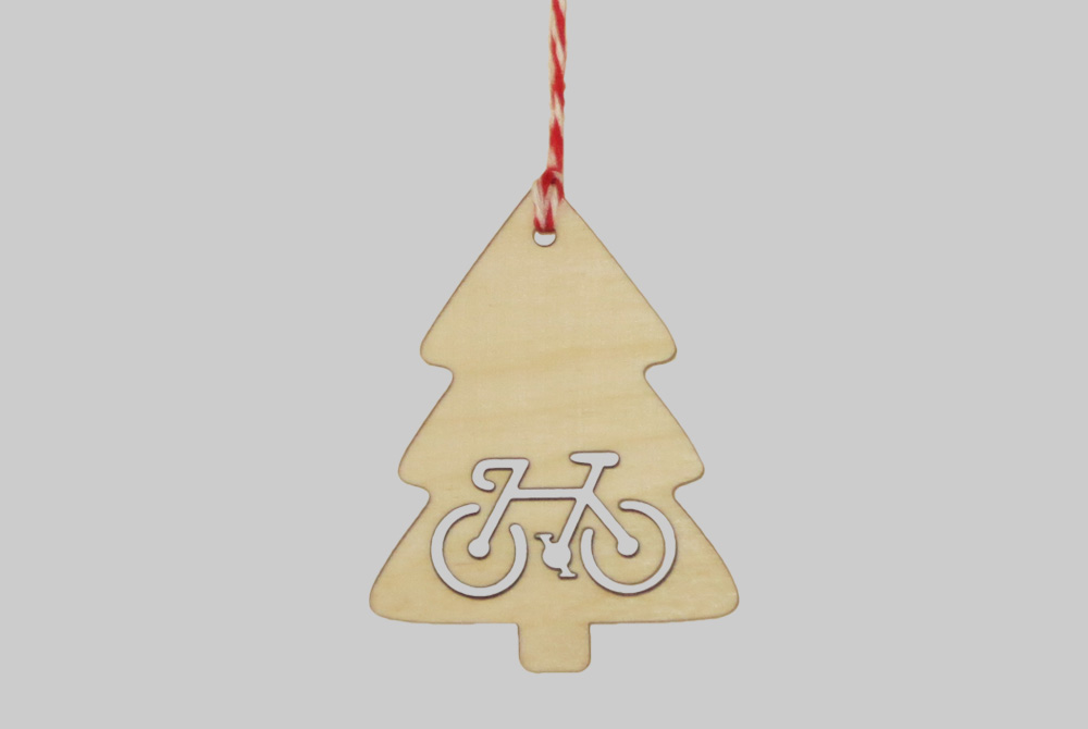 Wooden Tree Christmas Bicycle Decorations