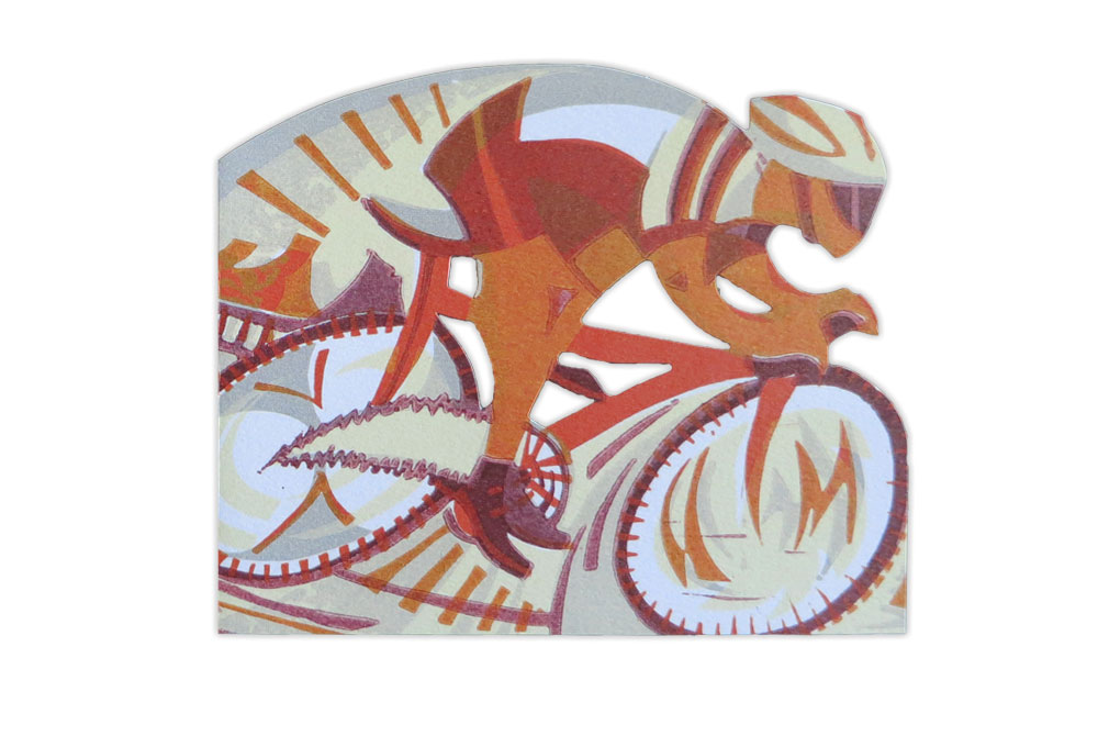 In Pursuit Bicycle Greeting Card by Paul Cleden