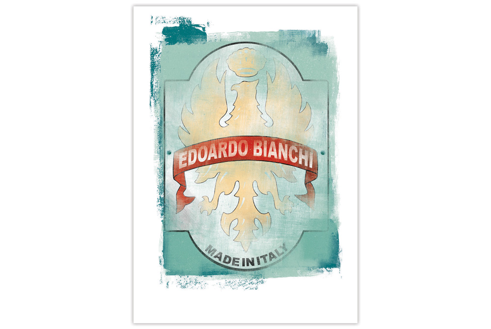 Bianchi Head Badge Cycling Print by Gareth Llewhellin