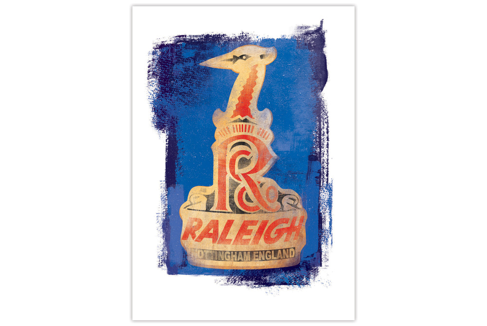 Raleigh Headbadge Cycling Print by Gareth Llewhellin