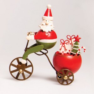 Christmas Bicycle Decorations – Santa, Snowman & Reindeer on a Bicycle