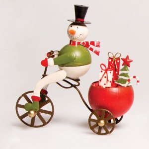 Christmas Bicycle Decorations – Santa, Snowman & Reindeer on a Bicycle