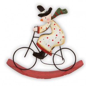 Christmas Bicycle Decorations – Rocking Santa, Snowman & Reindeer on a Bicycle