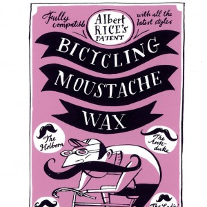 Moustache Wax Cycling Screen Print by Beach