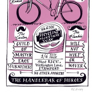 Moustache Wax Cycling Screen Print by Beach