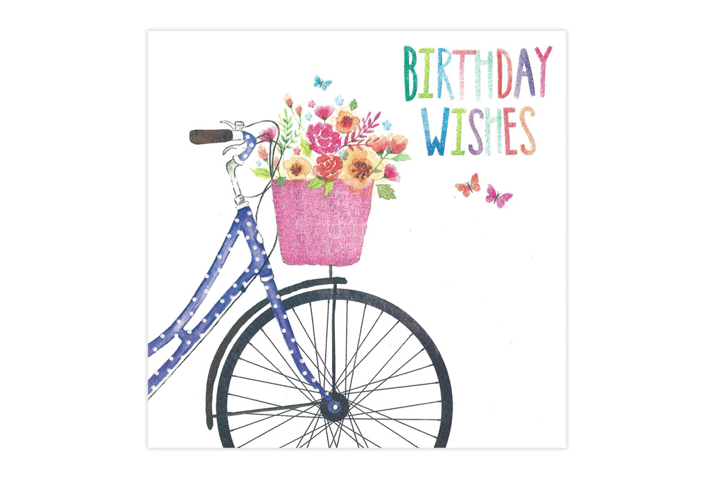 Big Basket of Flowers Bicycle Birthday Card