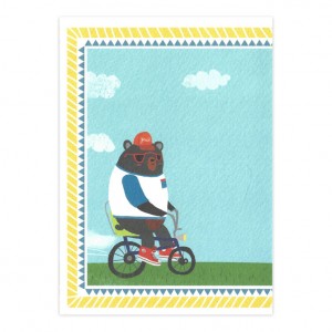 Cool Bear on a Bicycle Birthday Card