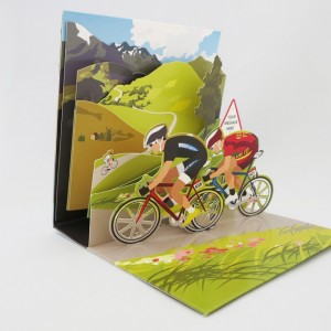 Double Racing Cyclists Pop Up Greeting Card