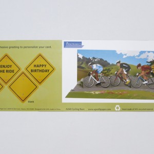 Triple Racing Cyclists Pop Up Greeting Card