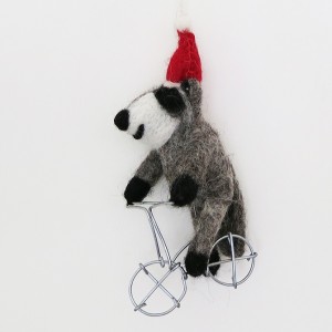 Raccoon on a Bicycle Christmas Tree Decoration