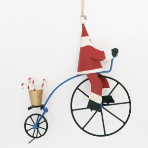 Bicycle Christmas Decoration – Santa on a Penny Farthing