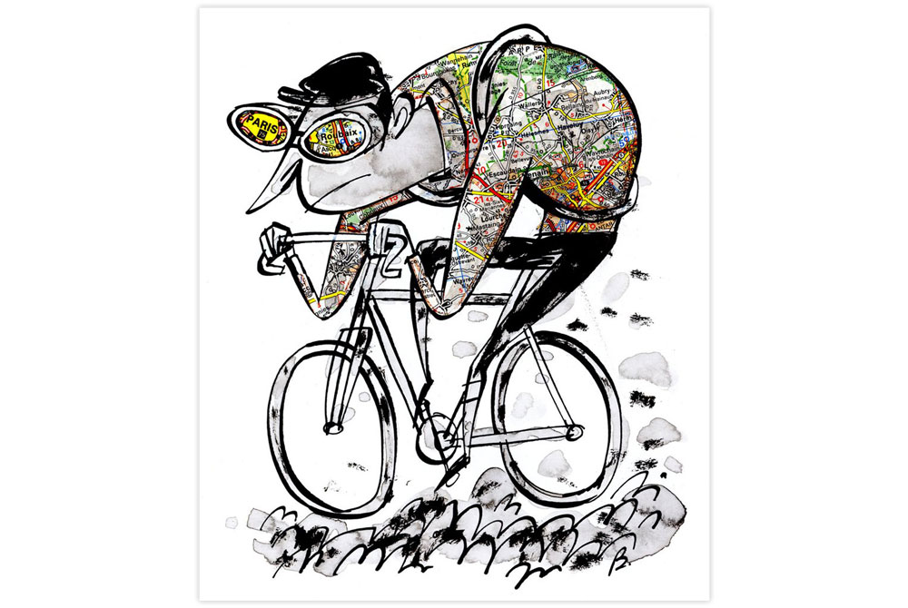 Paris Roubaix Cycling Print by Beach