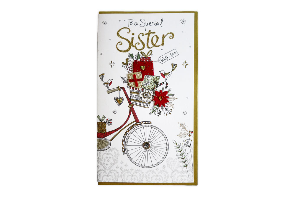 Special Sister Christmas Bicycle Card