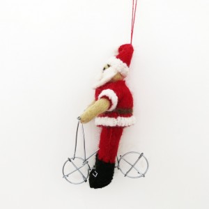 Felt Santa on a Bicycle Christmas Tree Decoration