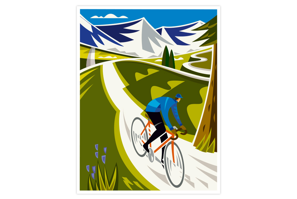 Alpine Descent Cycling Print by Andrew Pavitt – Colour