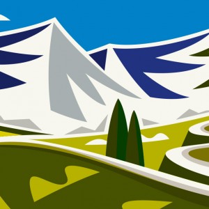 Alpine Descent Cycling Print by Andrew Pavitt – Colour