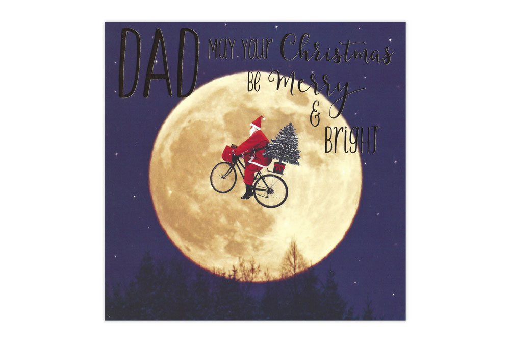 Dad Moon Bicycle Christmas Card
