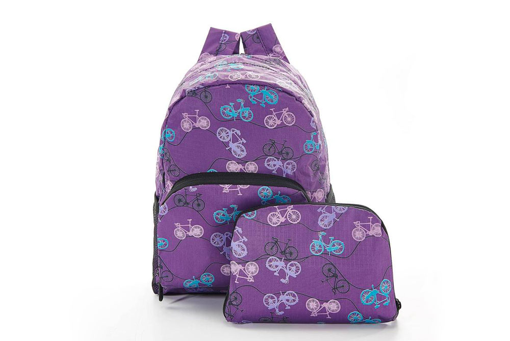 Purple Foldable Vintage Bicycle Mini Backpack