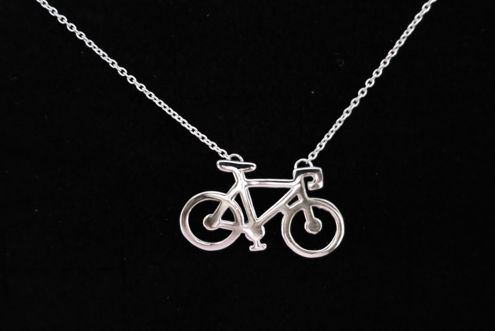 Sterling Silver Racing Bicycle Necklace