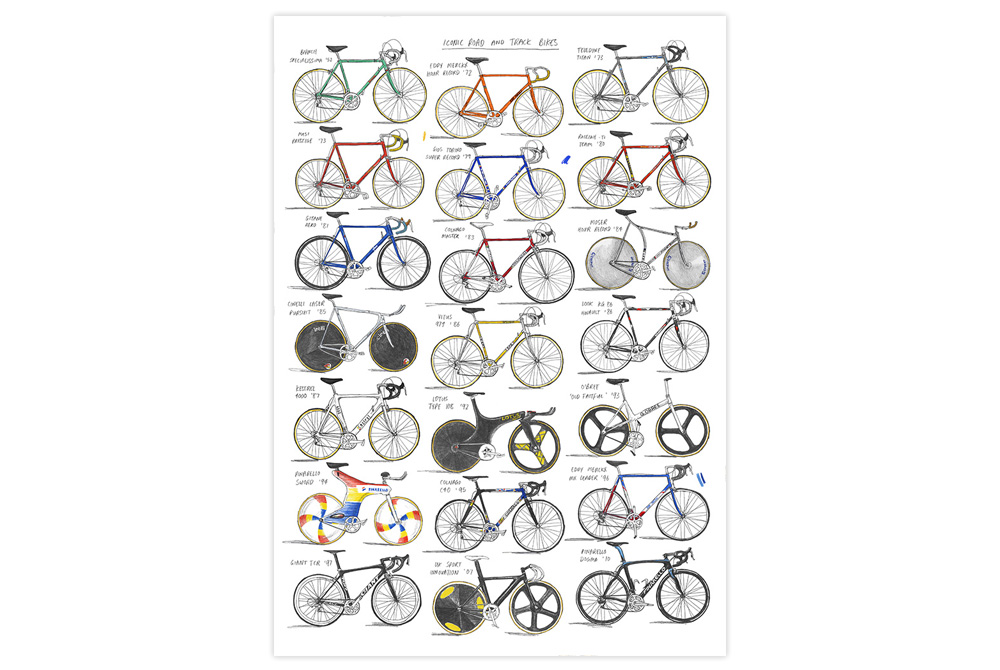 Iconic Road and Track Bikes Print by David Sparshott