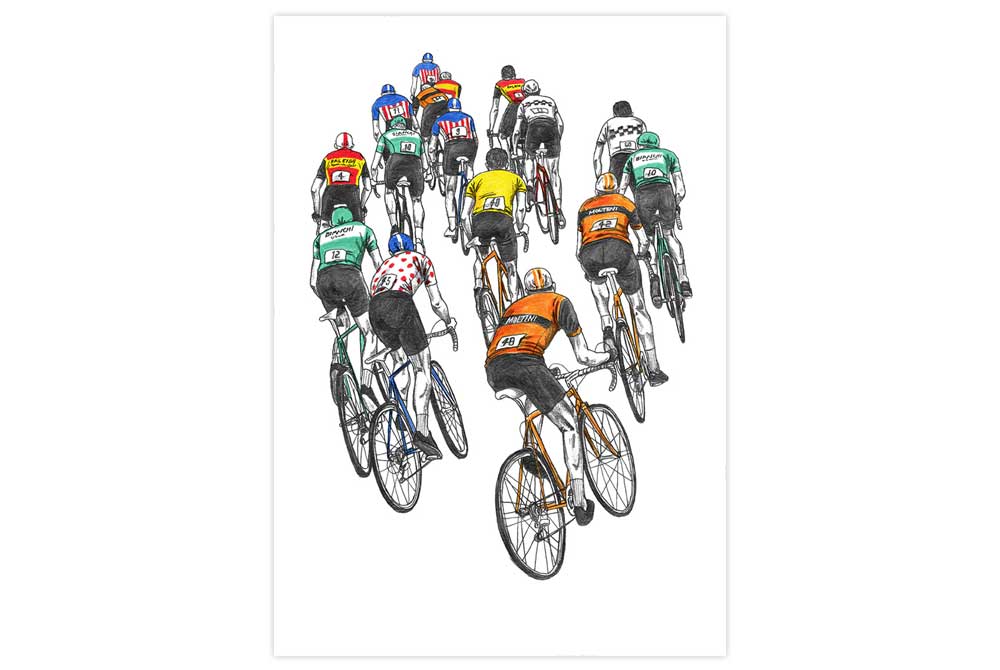 Peloton Racing Cycling Print by David Sparshott