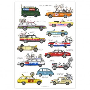 Race Support Vehicles Cycling Print by David Sparshott