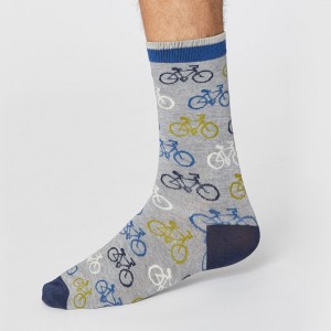 Men’s Bamboo Bicycle Socks – In a bag – Grey Marl