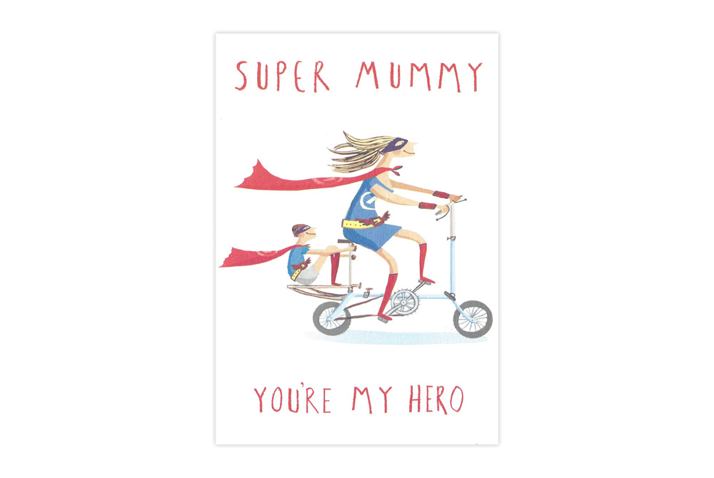 Super Mummy Bicycle Birthday Card