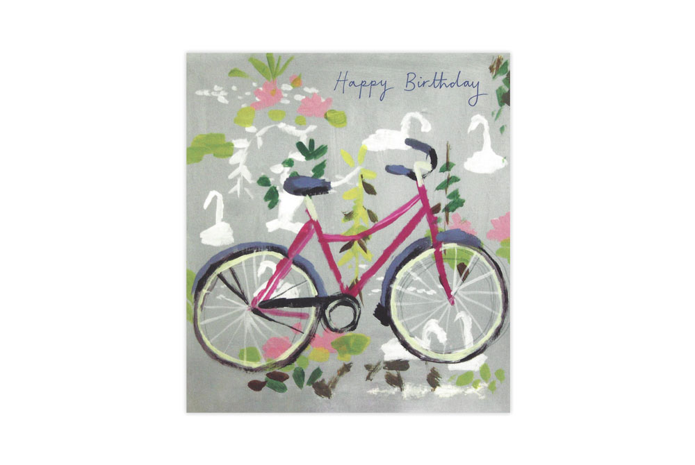 Swan Lake Bicycle Birthday Card