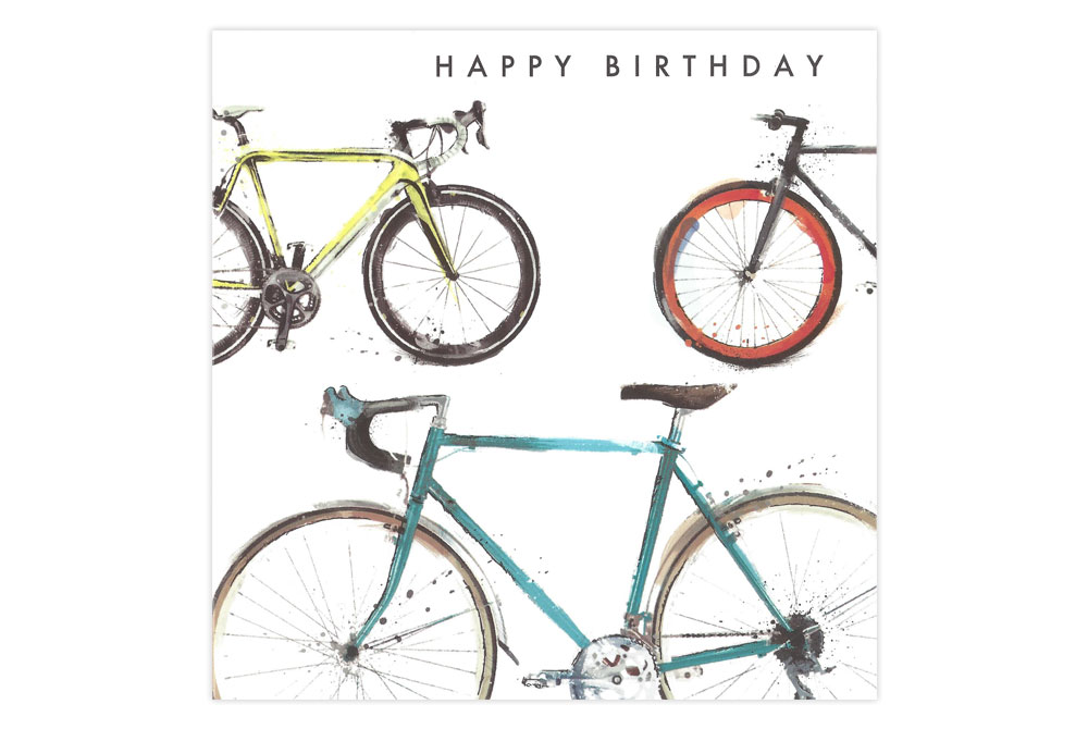 Triple Racing Bicycle Birthday Card