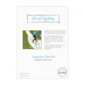Alpine Descent Colour Bicycle Greeting Card by Andrew Pavitt