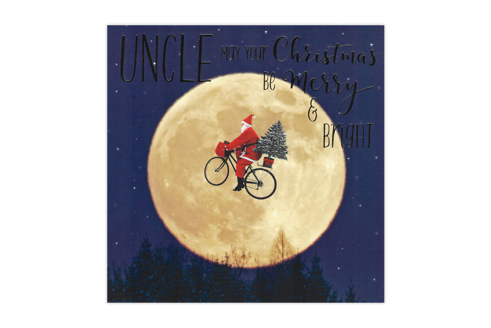 Uncle Moon Bicycle Christmas Card