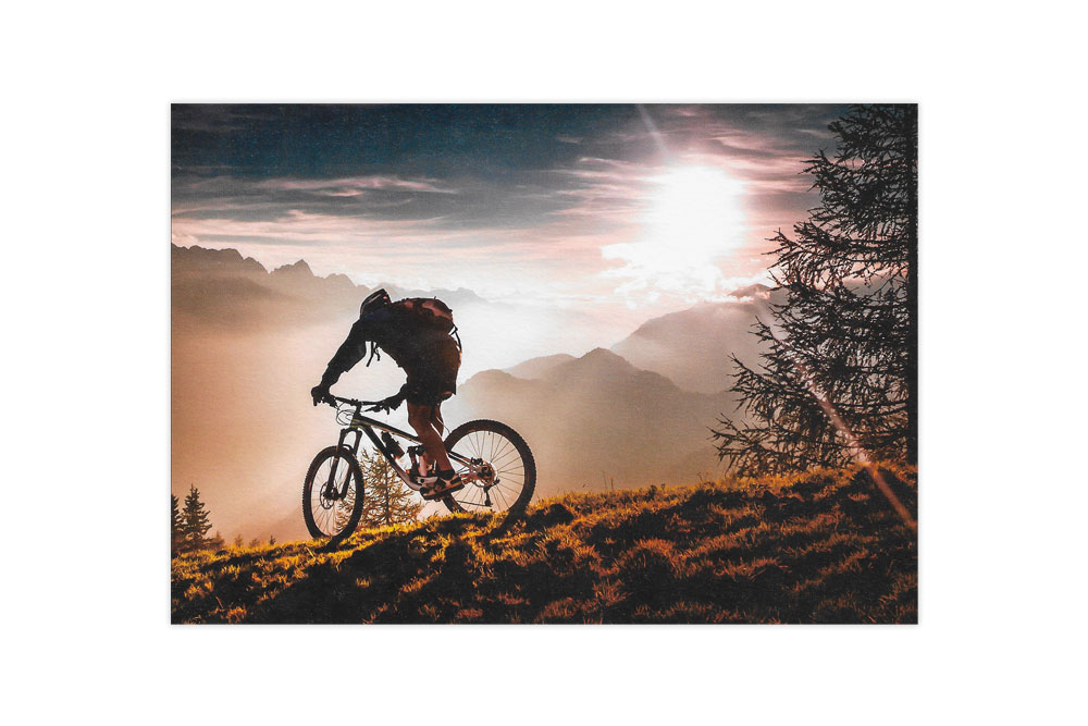 Sunset Mountain Biker Bicycle Birthday Card