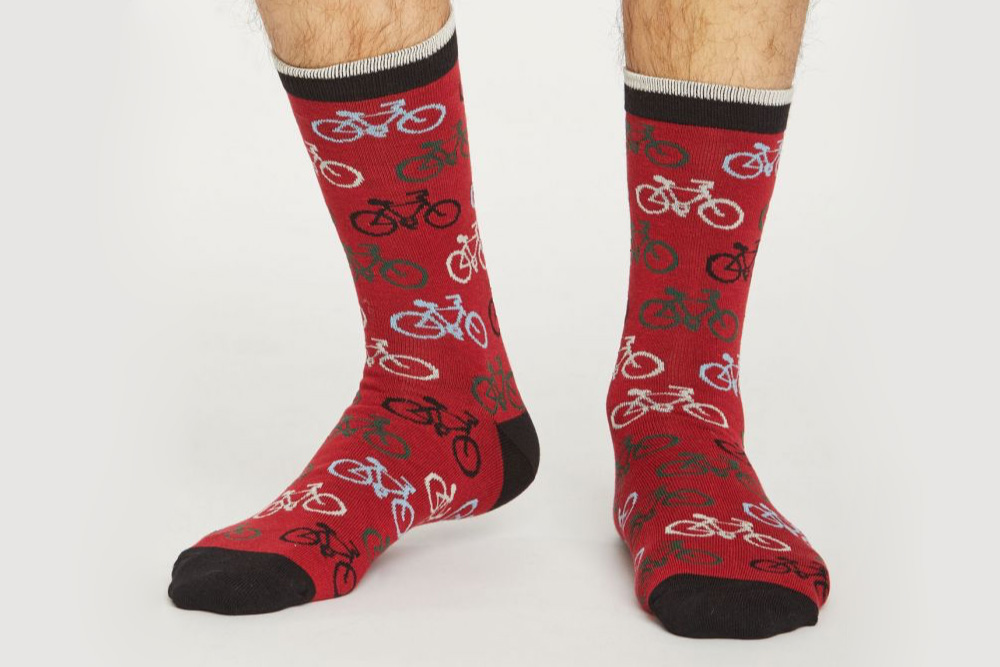 Men’s Bamboo Bicycle Socks – Dark Red