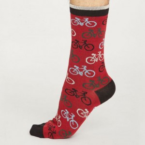 Men’s Bamboo Bicycle Socks – Dark Red