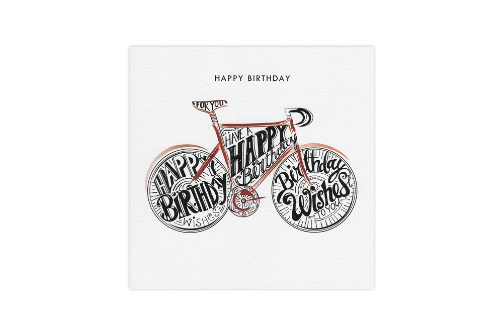 Racing Bicycle Text Birthday Card