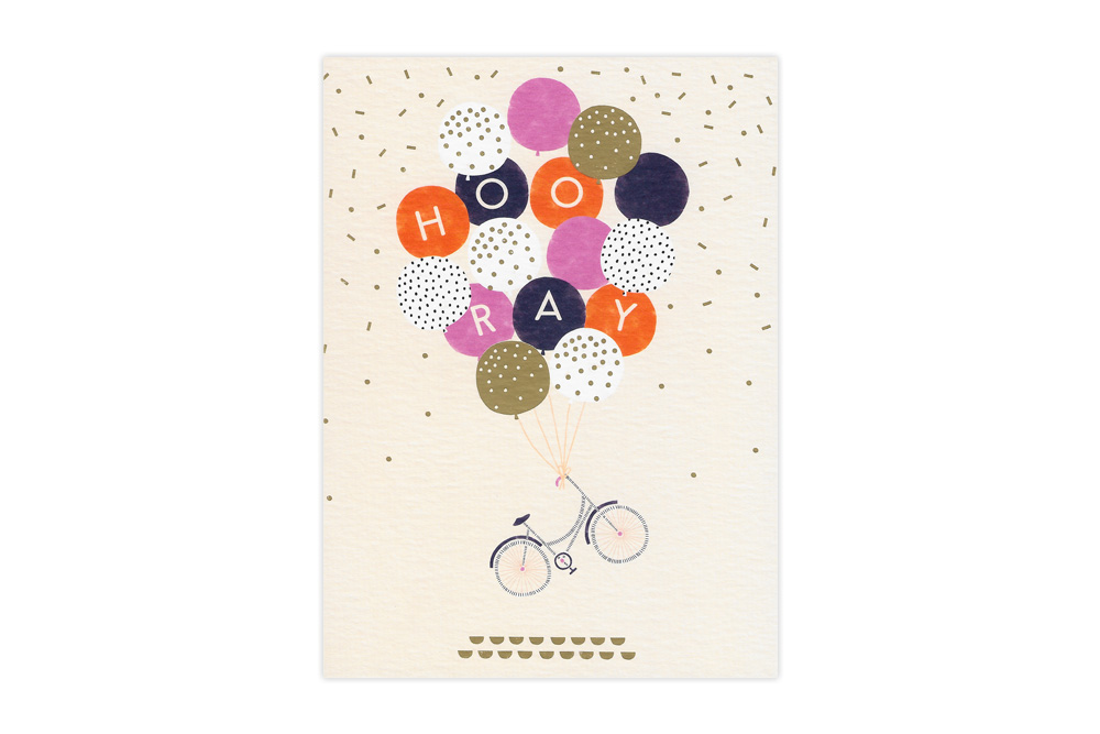 Hooray Balloons Bicycle Birthday Card
