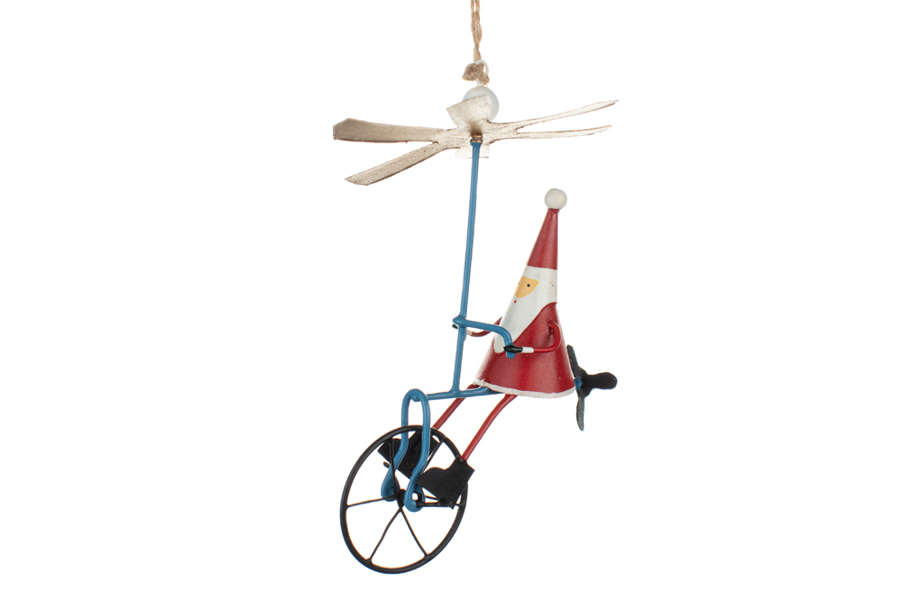 Bicycle Christmas Decoration – Santa on a Propeller Bicycle