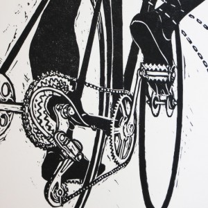 A bloke’s bike’s brake block broke Cycling Print by Alan Burton