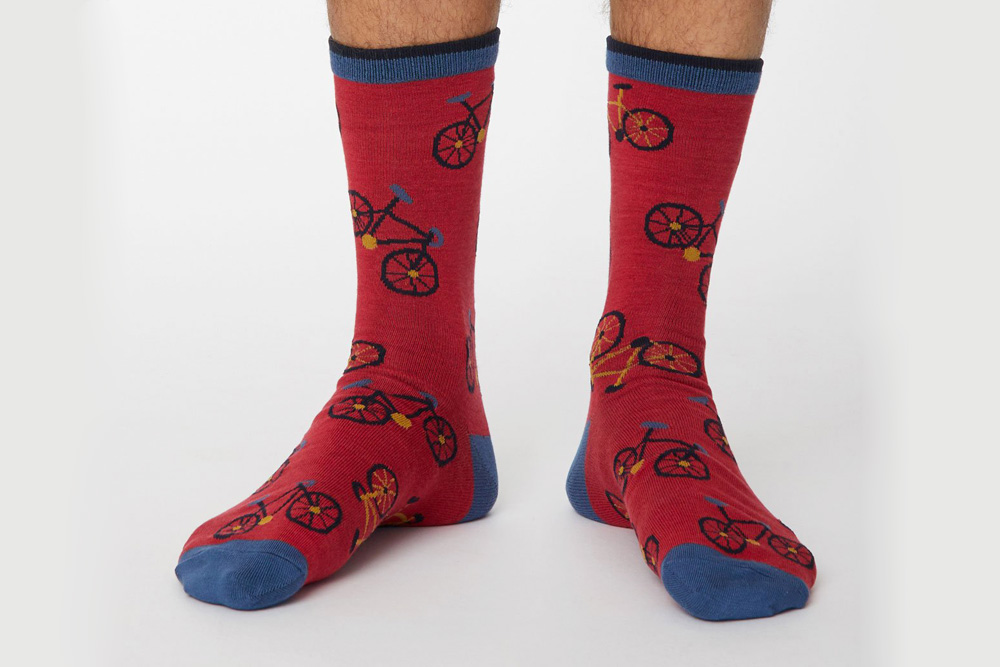 Men’s Bamboo Racing Bicycle Socks – Red