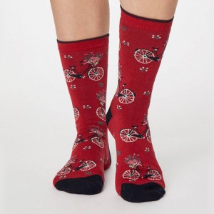 Women's Bamboo Bicycle Socks - Berry Red