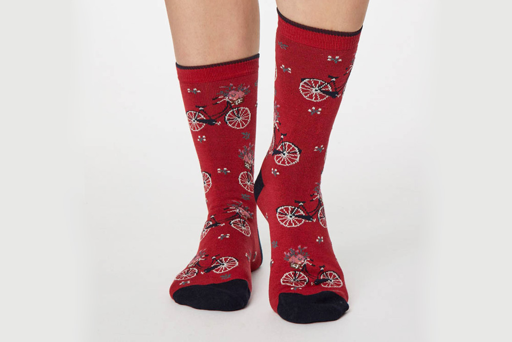 Women’s Bamboo Bicycle Socks – Berry Red
