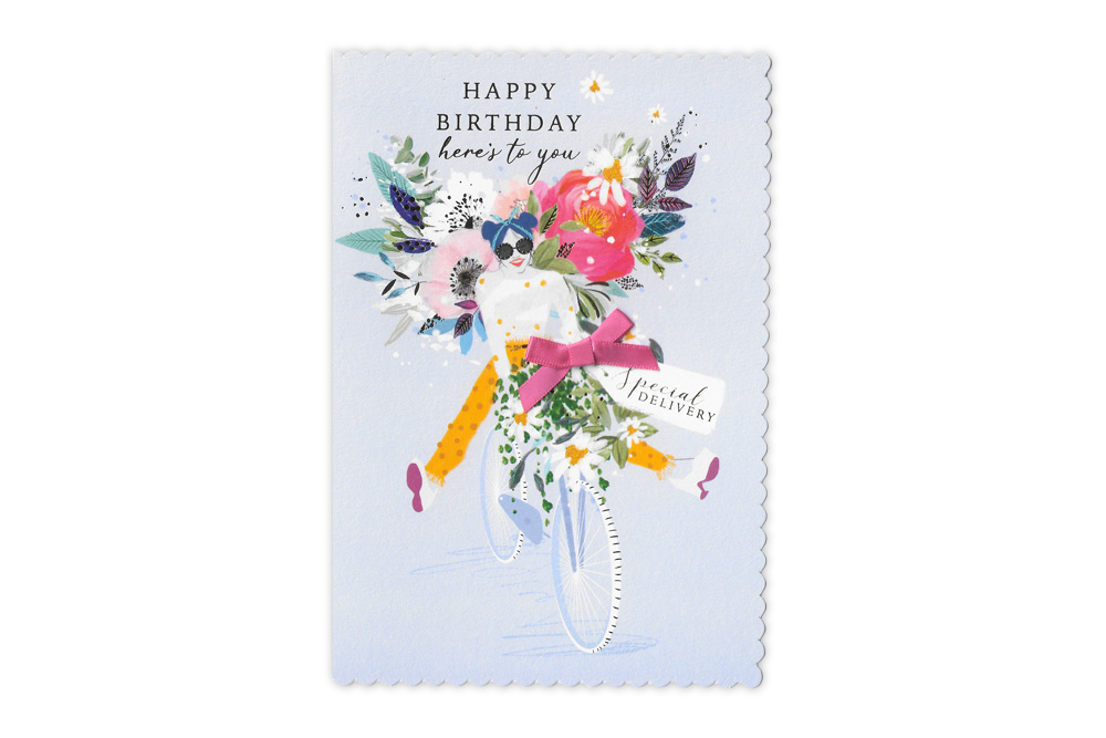 Flower Power Bicycle Birthday Card